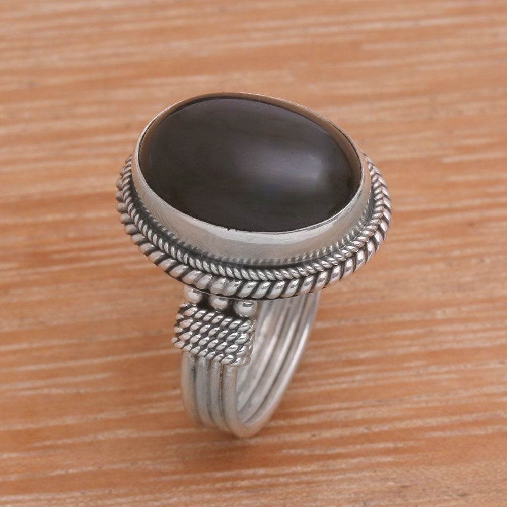 Captivating Onyx and Sterling Silver Cocktail Ring Handmade in Bali