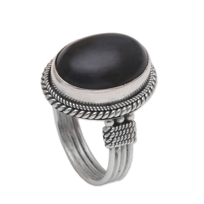 Captivating Onyx and Sterling Silver Cocktail Ring Handmade in Bali