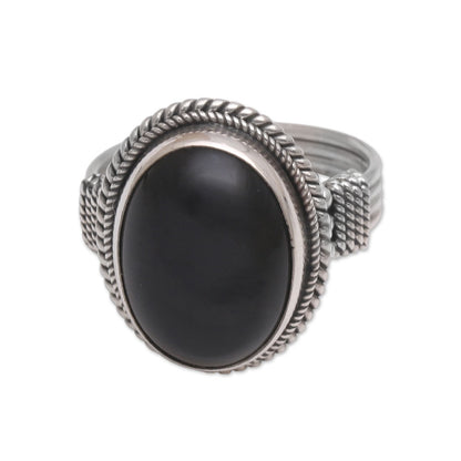 Captivating Onyx and Sterling Silver Cocktail Ring Handmade in Bali