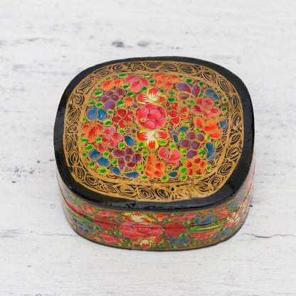 Cheerful Flare Hand-Painted Floral and Metallic Gold Decorative Box