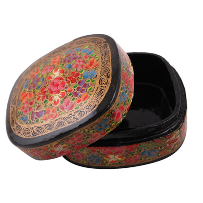 Cheerful Flare Hand-Painted Floral and Metallic Gold Decorative Box