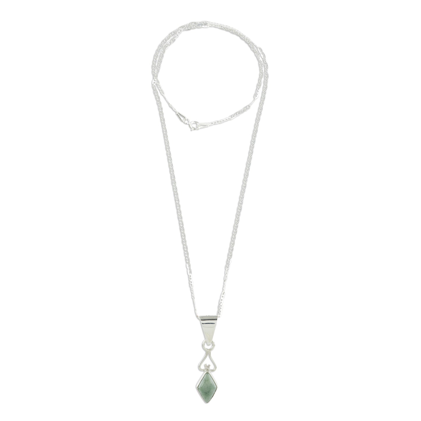 Marvelous Apple Green Diamond Diamond-Shaped Apple Green Jade Pendant Necklace Guatemala