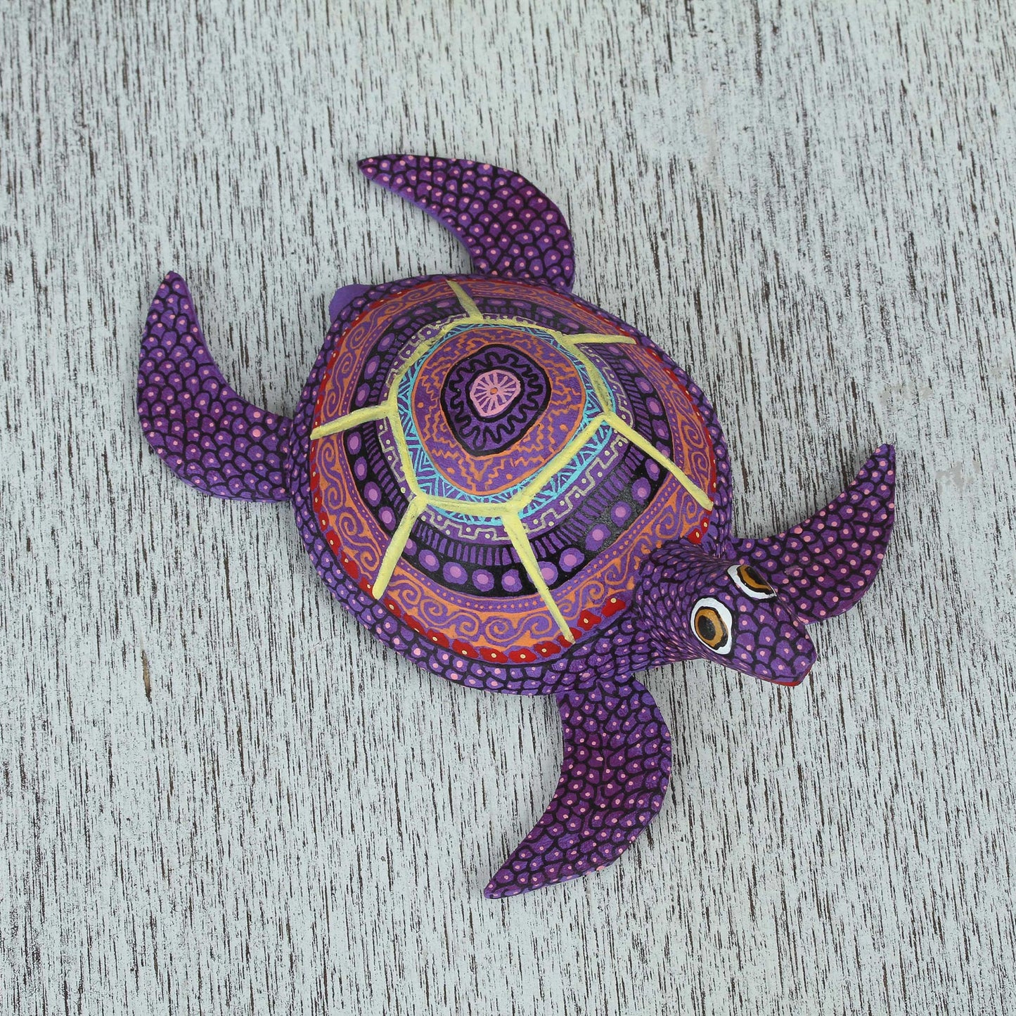 Exquisite Turtle Handcrafted Copal Wood Alebrije Turtle Figurine