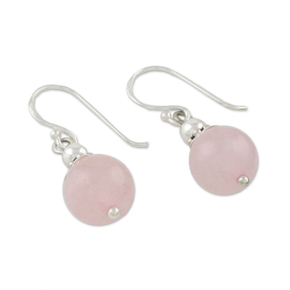 Candy Cloud Handcrafted Rose Quartz and Sterling Silver Dangle Earrings