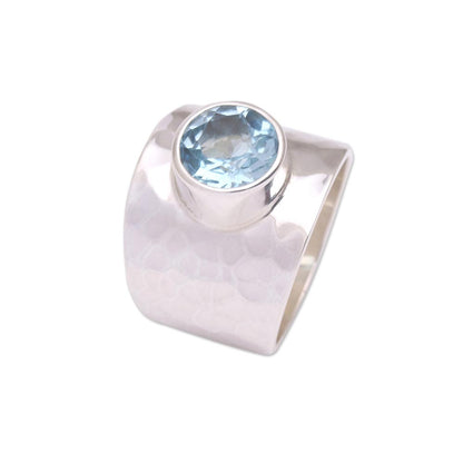 Gleaming Fate Blue Topaz Cocktail Ring Crafted in Indonesia