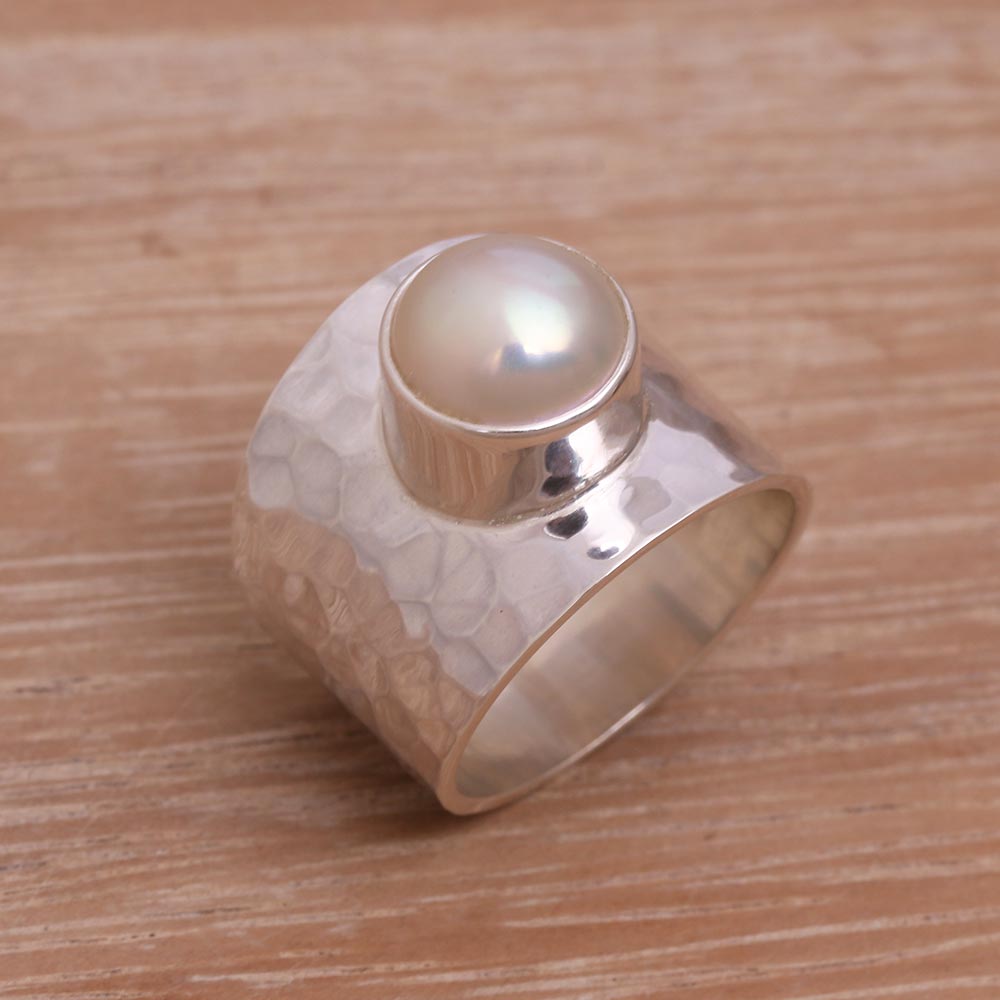 Gleaming Fate Cultured Pearl Cocktail Ring Crafted in Indonesia