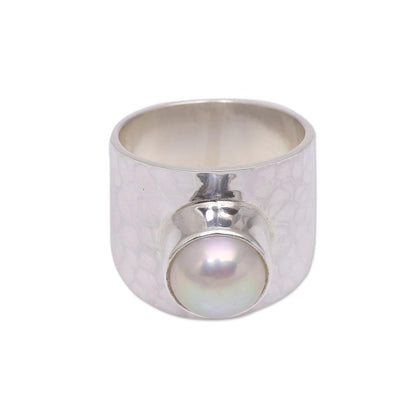 Gleaming Fate Cultured Pearl Cocktail Ring Crafted in Indonesia