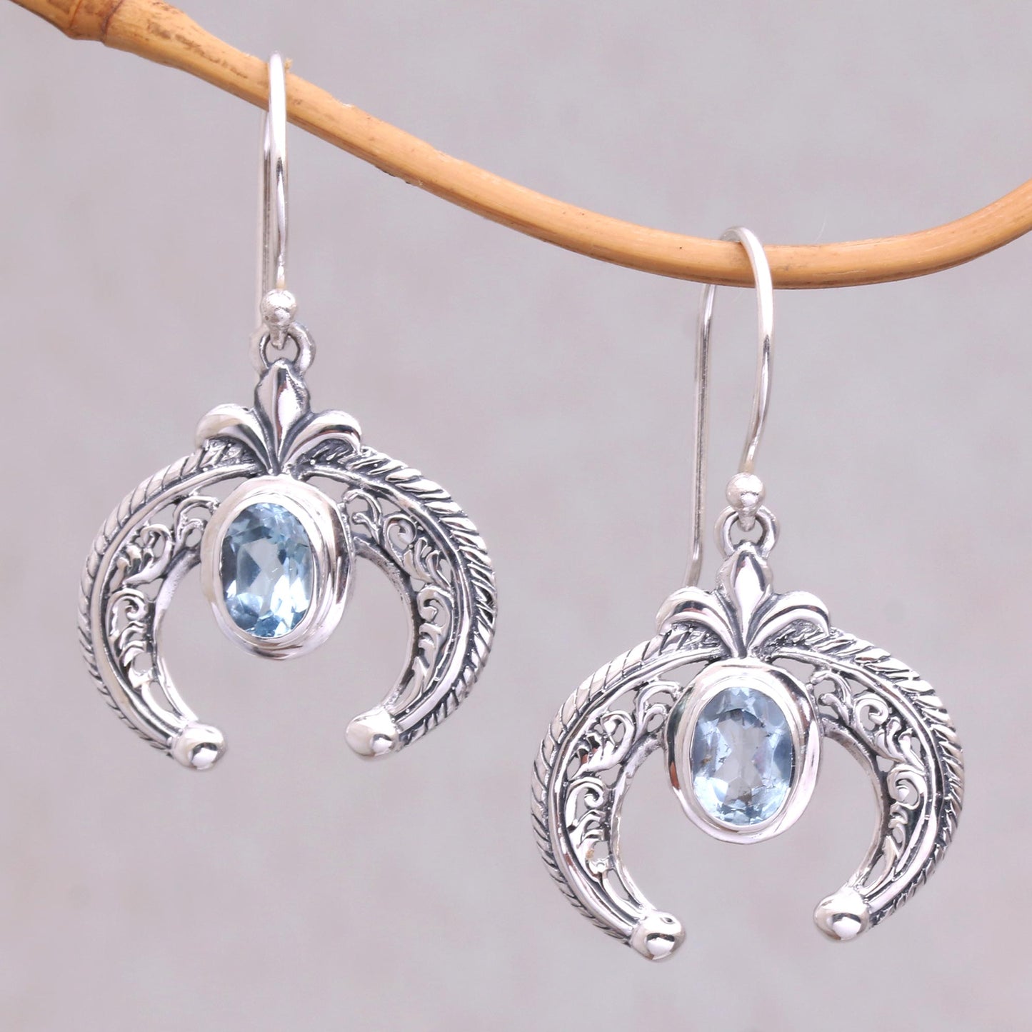 Elegant Talons Indonesian Blue Topaz and Sterling Silver Dangle Earrings