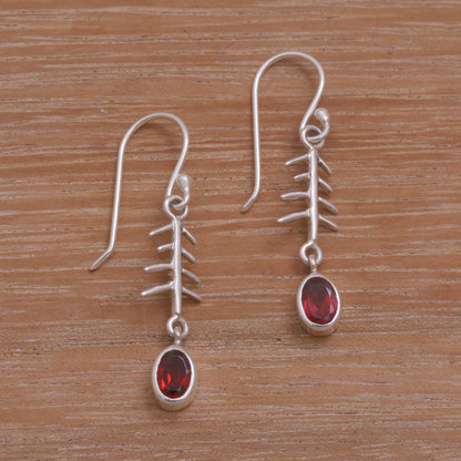 Winter Branches Garnet and Sterling Silver Winter Branches Dangle Earrings