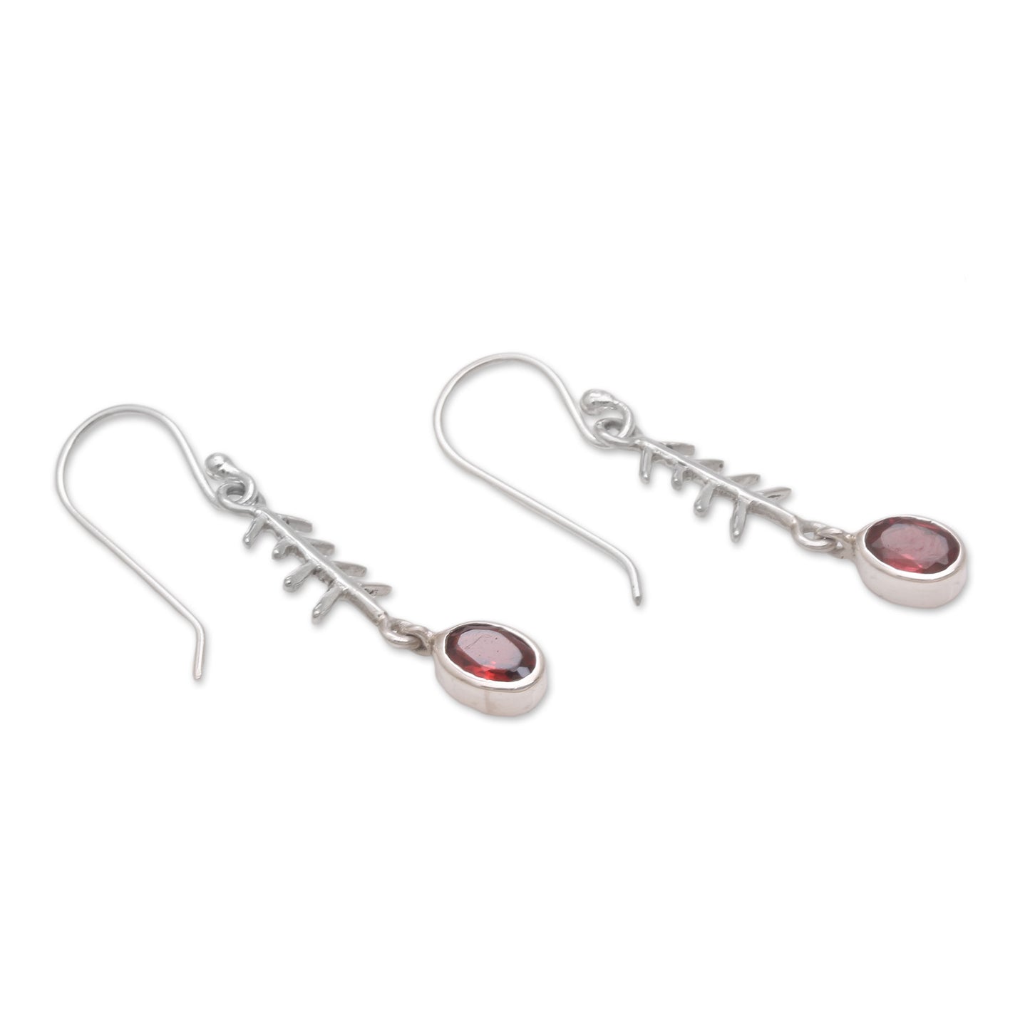 Winter Branches Garnet and Sterling Silver Winter Branches Dangle Earrings