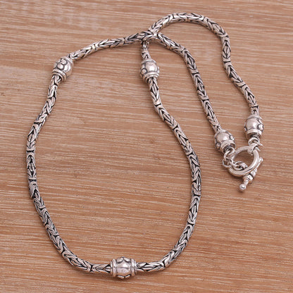 Floral Borobudur Silver Necklace