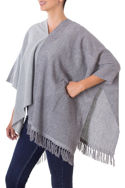 Textures of Guatemala Guatemalan Handwoven Natural and Recycled Cotton Poncho