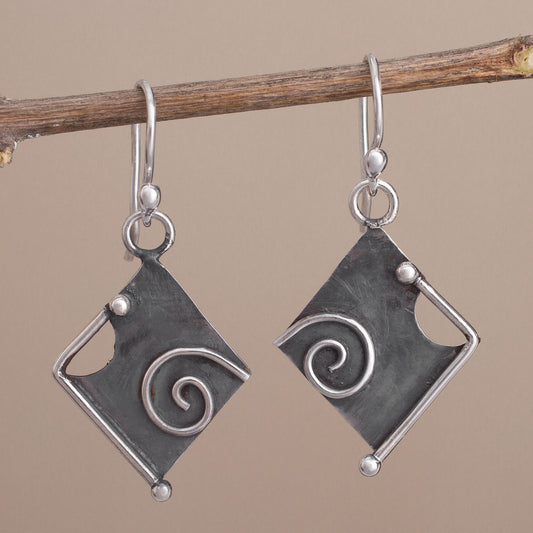 Freeform Beauty Peruvian Modern Style Sterling Silver Dangle Earrings