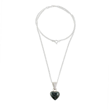 Symbol of Love Jade and Sterling Silver Heart Pendant Necklace