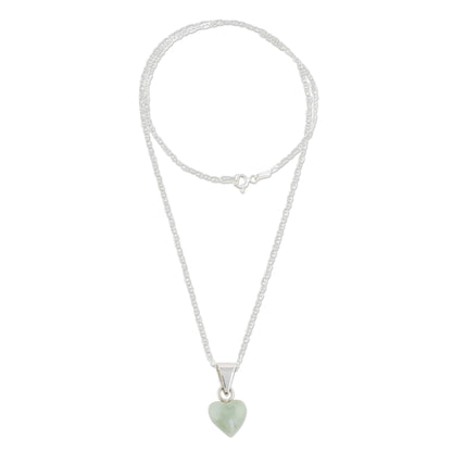 Apple Green Symbol of Love Apple Green Jade Heart Necklace from Guatemala