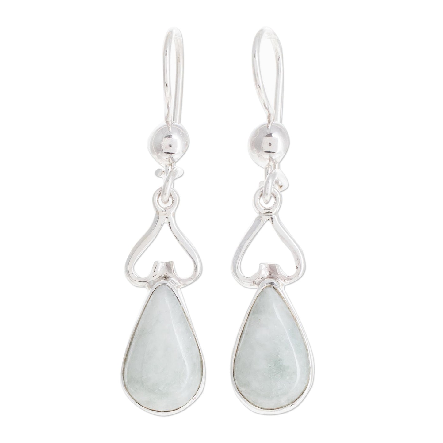 Marvelous Drop in Apple Green Apple Green Jade and Sterling Silver Dangle Earrings