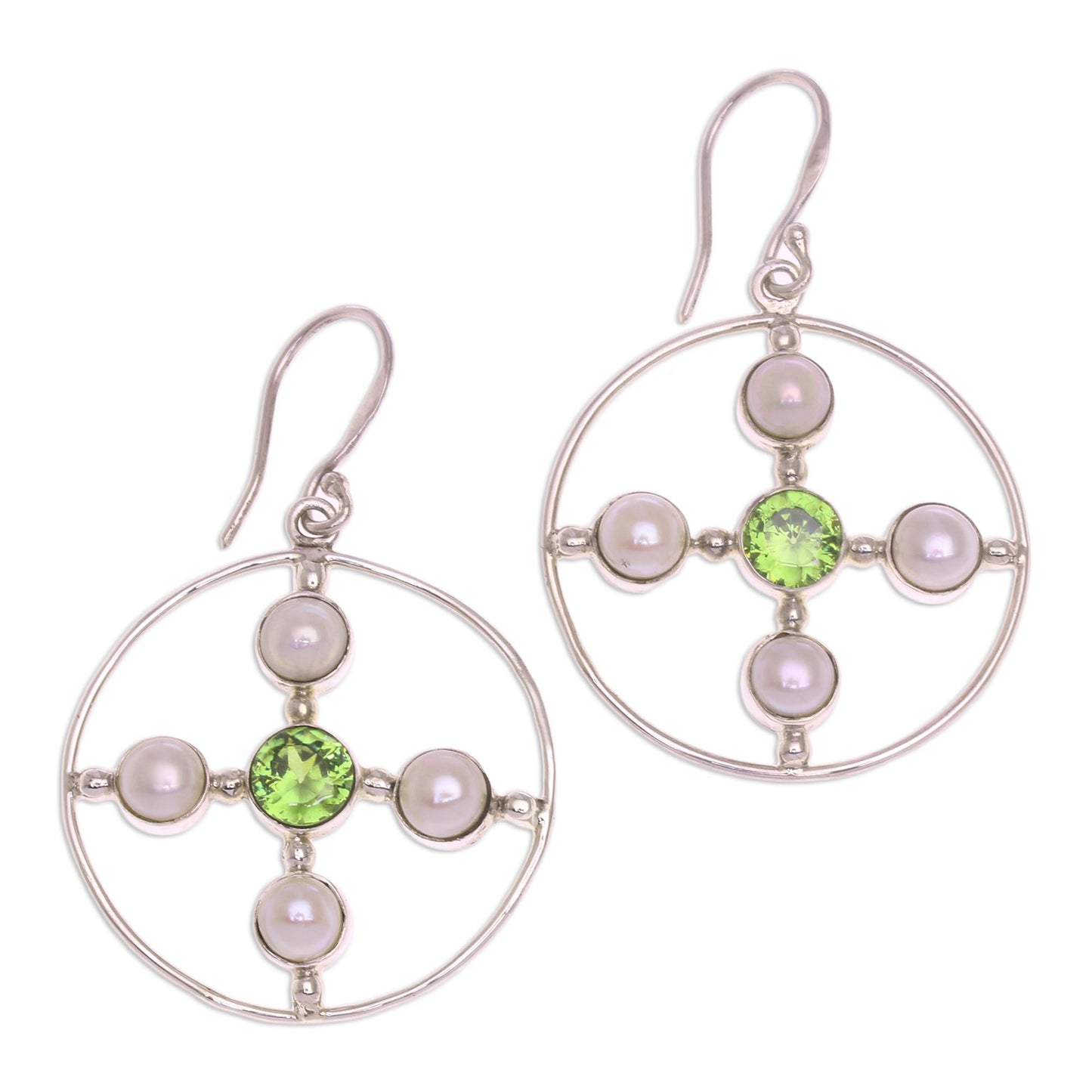 Ocean Orbit Bali Cultured Pearl and Peridot Ocean Orbit Earrings