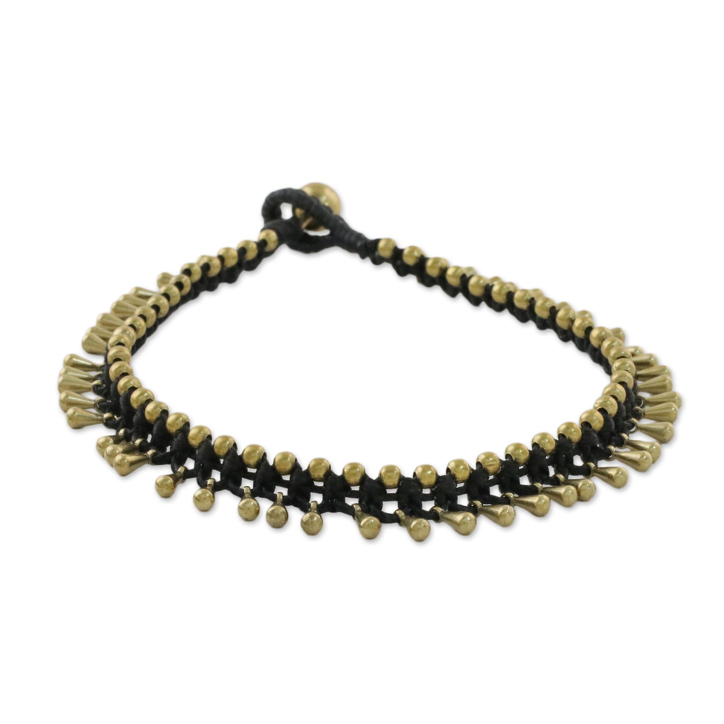 Lunar Black Handmade Lunar Black Knotted Brass Black Cord Anklet