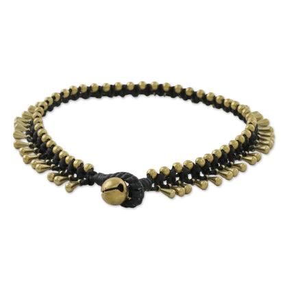 Lunar Black Handmade Lunar Black Knotted Brass Black Cord Anklet