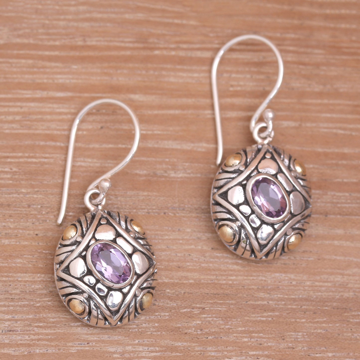 Jungle Diamonds Amethyst & 18K Gold Accented Sterling Silver Dangle Earrings