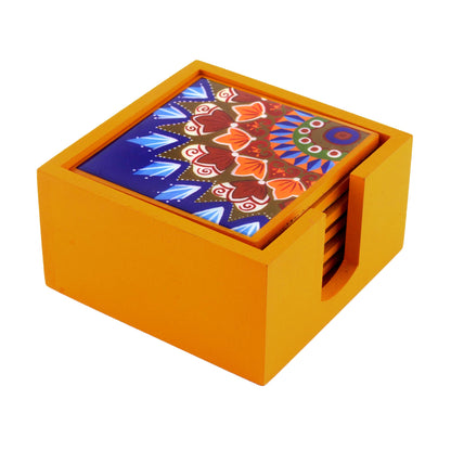 Fruits of the Sun Six Handcrafted Wood Coasters in Yellow from Costa Rica