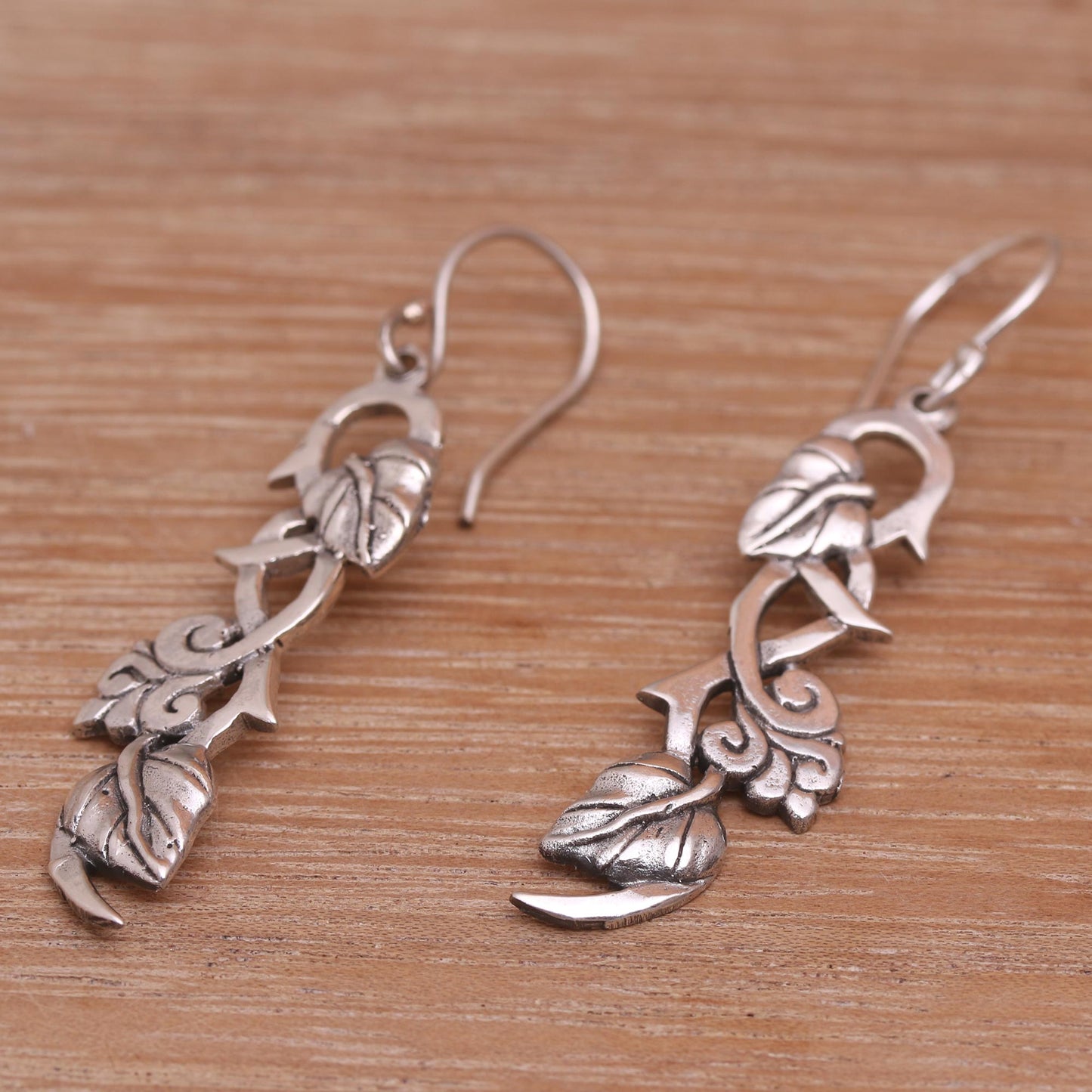 Hope Vines Sterling Silver Leafy Hope Vine Dangle Earrings