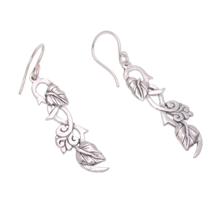 Hope Vines Sterling Silver Leafy Hope Vine Dangle Earrings