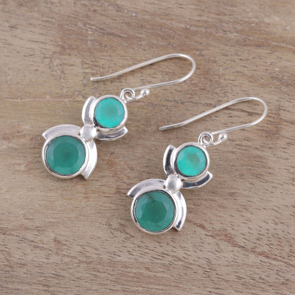 Green Alliance Faceted Green Onyx Sterling Silver Dangle Earrings