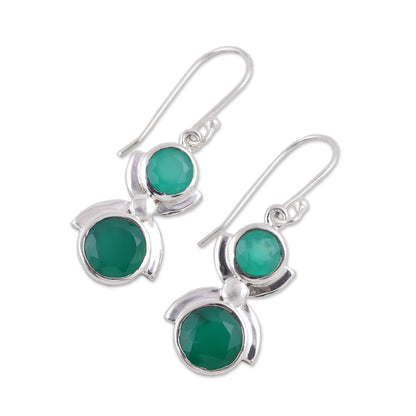 Green Alliance Faceted Green Onyx Sterling Silver Dangle Earrings