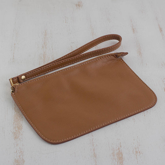Well Spent in Sepia Handmade Brazilian Leather Wristlet in Sepia Brown