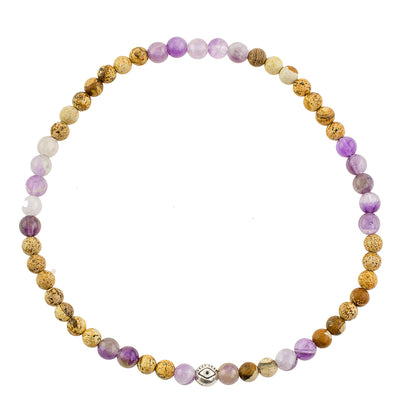 Magical Gems Jade and Amethyst Beaded Stretch Anklet from Guatemala