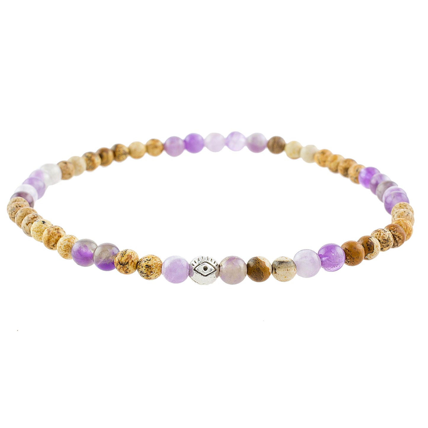 Magical Gems Jade and Amethyst Beaded Stretch Anklet from Guatemala