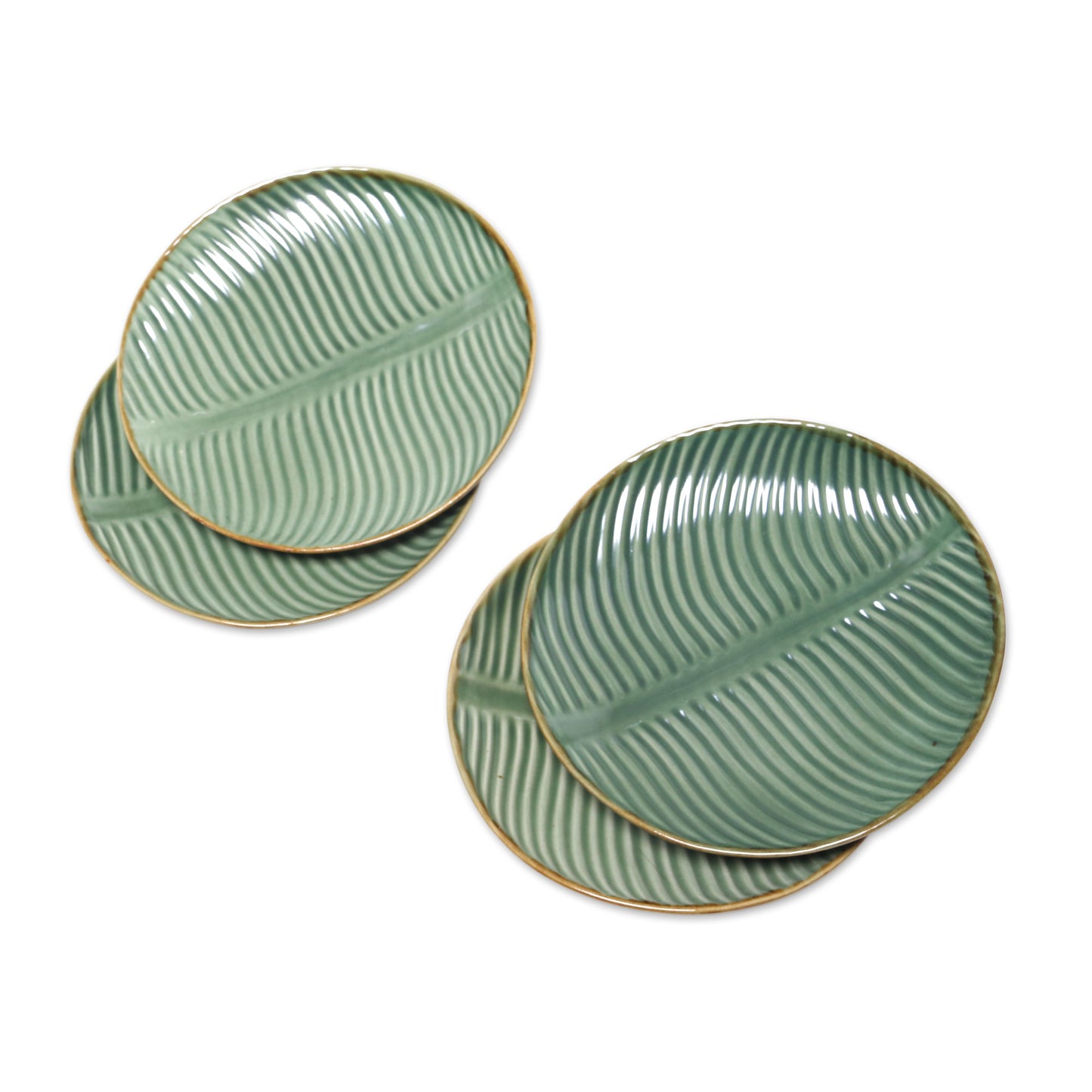 Banana Vibes Ceramic Banana Leaf Dessert Plates (Set of 4) from Bali