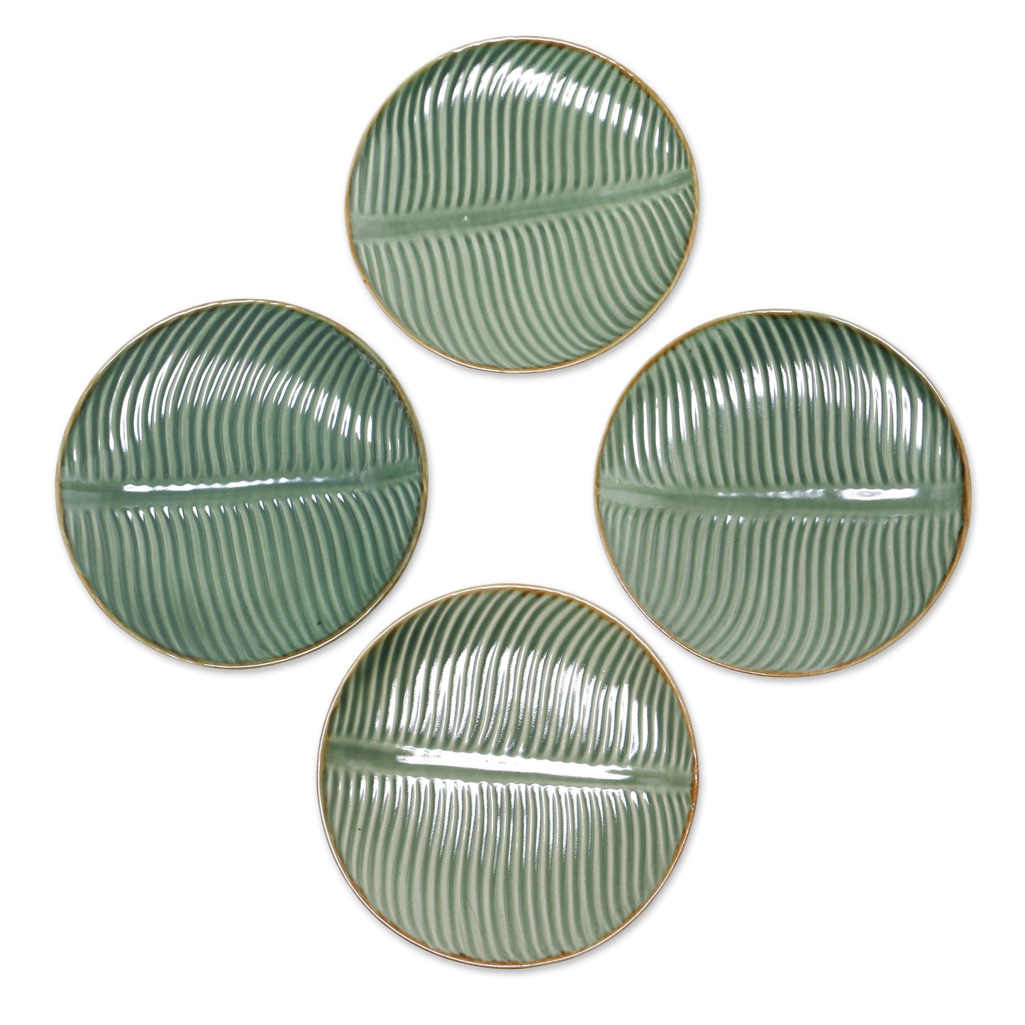Banana Vibes Ceramic Banana Leaf Dessert Plates (Set of 4) from Bali
