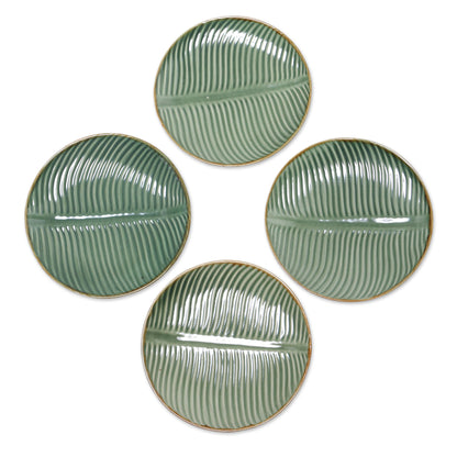 Banana Vibes Ceramic Banana Leaf Dessert Plates (Set of 4) from Bali