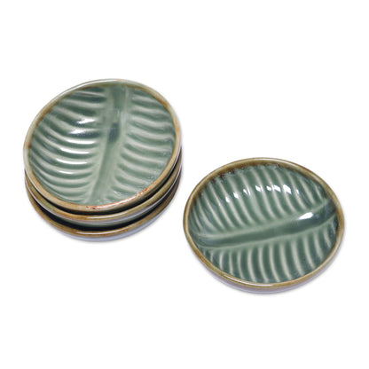 Banana Vibes Ceramic Banana Leaf Condiment Bowls (Set of 4)