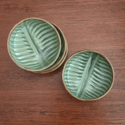 Banana Vibes Ceramic Banana Leaf Condiment Bowls (Set of 4)