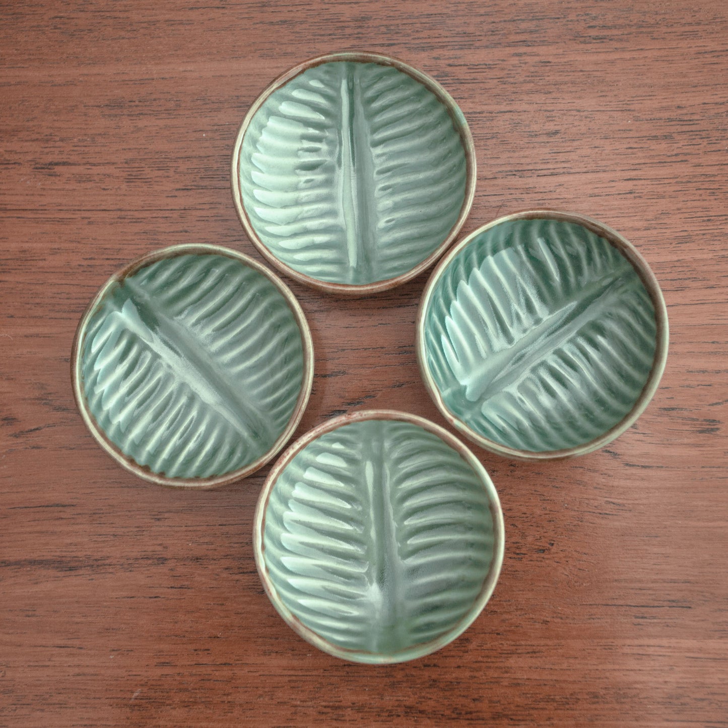 Banana Vibes Ceramic Banana Leaf Condiment Bowls (Set of 4)