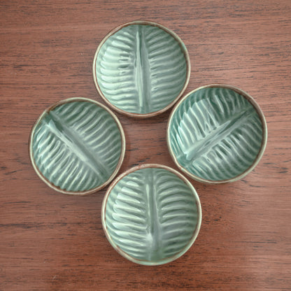 Banana Vibes Ceramic Banana Leaf Condiment Bowls (Set of 4)