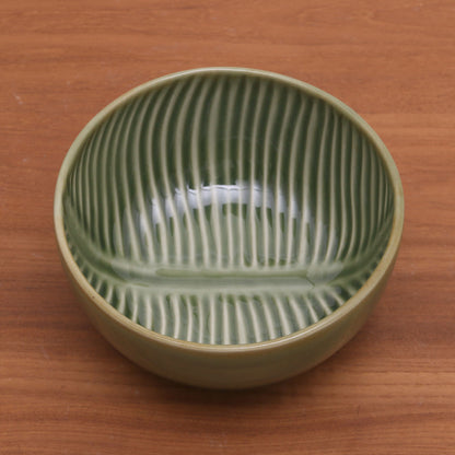 Banana Vibes Ceramic Banana Leaf Serving Bowl from Bali (7 Inch)