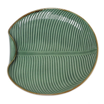 Banana Vibes Ceramic Banana Leaf Serving Plate from Bali