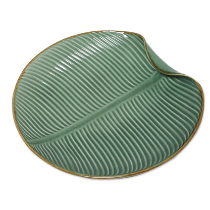 Banana Vibes Ceramic Banana Leaf Serving Plate from Bali