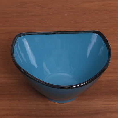 Blue Wave Handcrafted Blue Ceramic Bowl from Indonesia