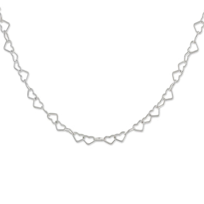 Lots of Love Sterling Silver Heart Link Necklace (3mm) from Thailand