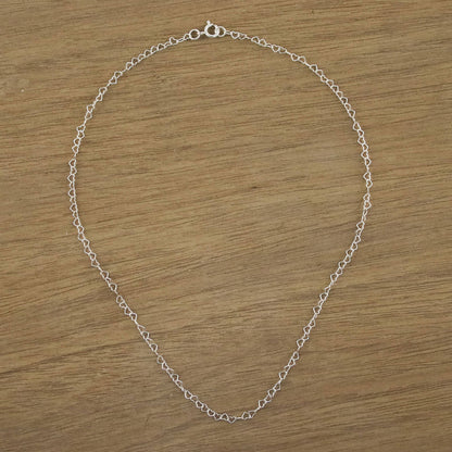 Lots of Love Sterling Silver Heart Link Necklace (3mm) from Thailand