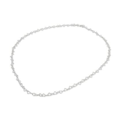 Lots of Love Sterling Silver Heart Link Necklace (3mm) from Thailand