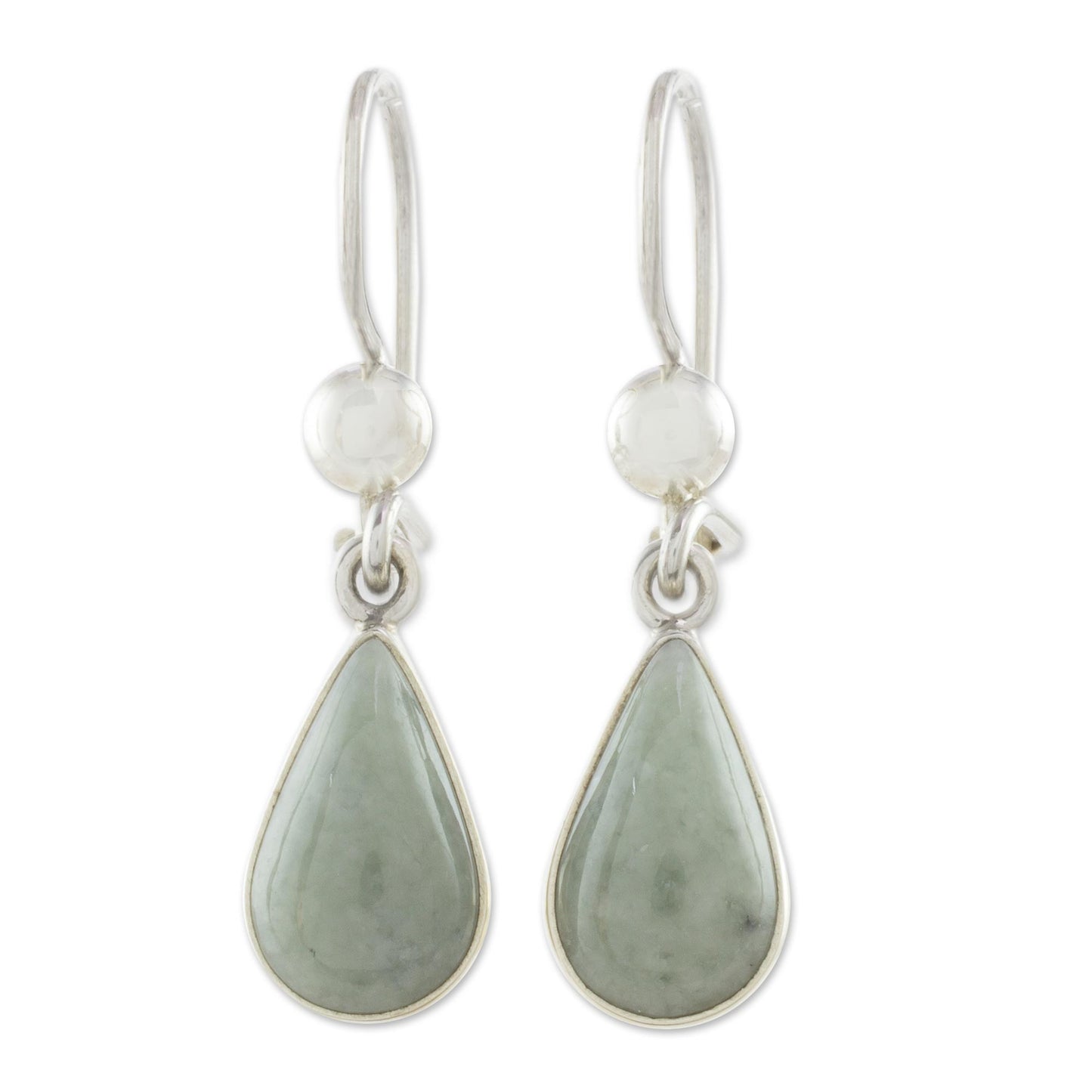 Apple Green Tears Drop-Shaped Jade Dangle Earrings in Apple Green