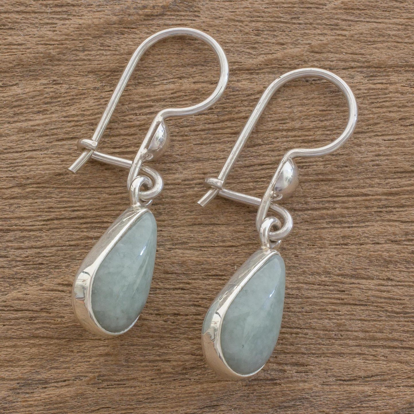 Apple Green Tears Drop-Shaped Jade Dangle Earrings in Apple Green