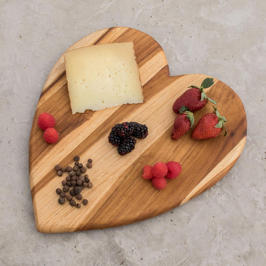 Heart of Cooking Heart-Shaped Teak Wood Cutting Board from Guatemala