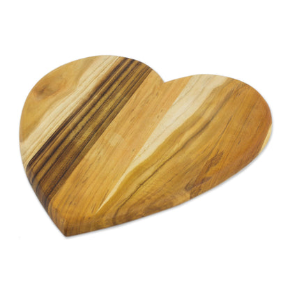 Heart of Cooking Heart-Shaped Teak Wood Cutting Board from Guatemala